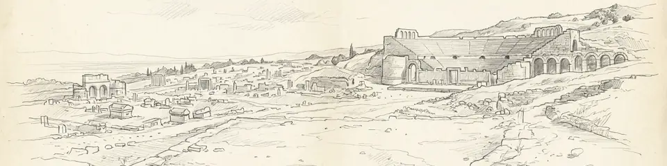 Graphite pencil sketch banner of Hierapolis