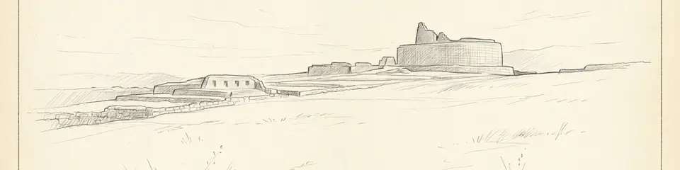 Graphite pencil sketch banner of Ingapirca