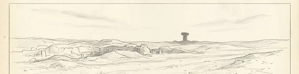 Graphite pencil sketch banner of Karahan Tepe