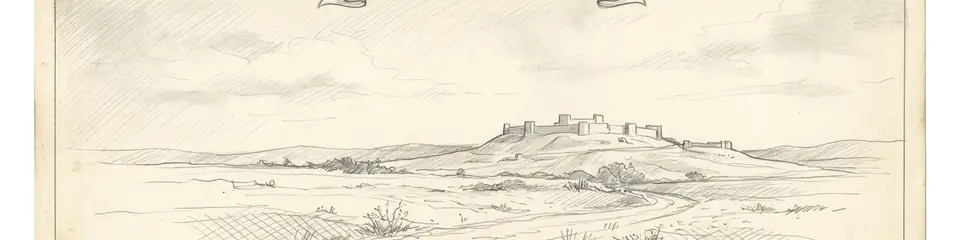Graphite pencil sketch banner of Karatepe-Aslantas