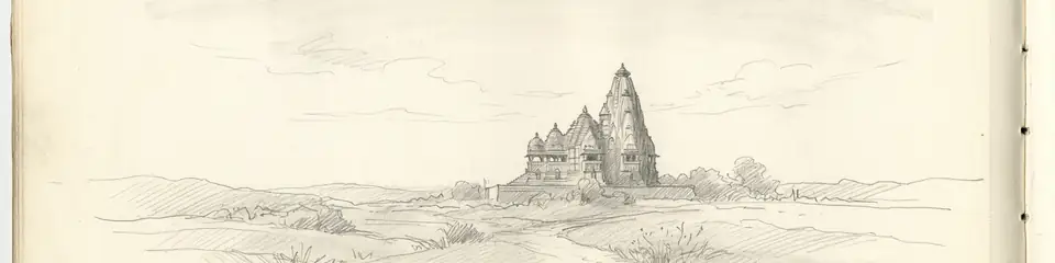 Graphite pencil sketch banner of Khajuraho