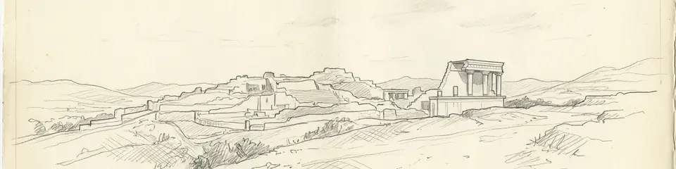 Graphite pencil sketch banner of Knossos