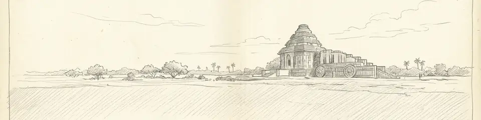 Graphite pencil sketch banner of Konark Sun Temple