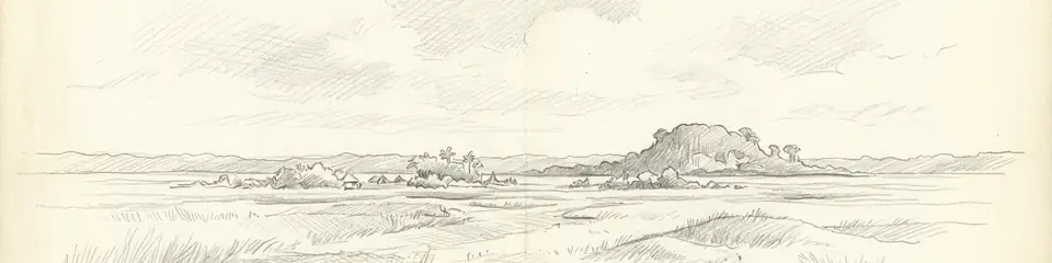 Graphite pencil sketch banner of Kuk Swamp