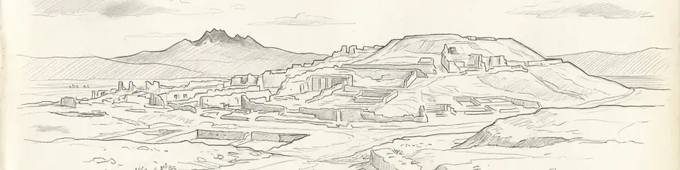 Graphite pencil sketch banner of Kültepe