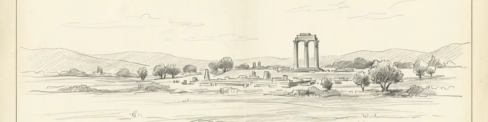 Graphite pencil sketch banner of Letoon
