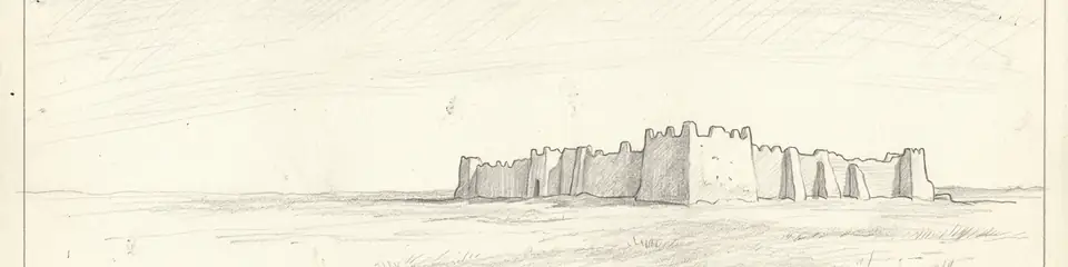 Graphite pencil sketch banner of Loropéni