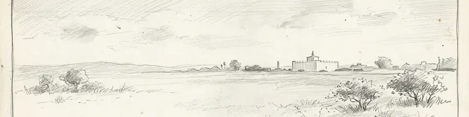 Graphite pencil sketch banner of Lumbini