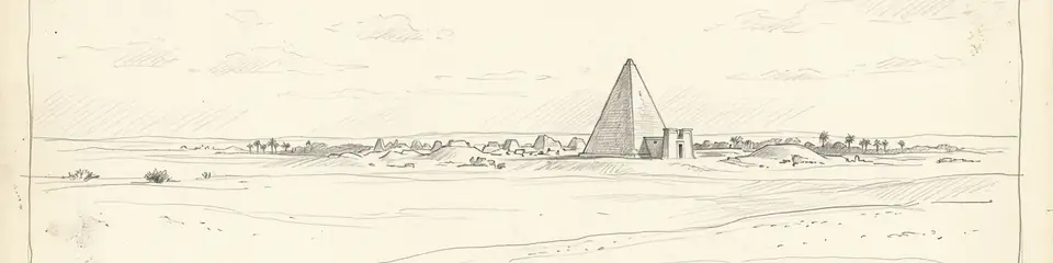 Graphite pencil sketch banner of Meroë