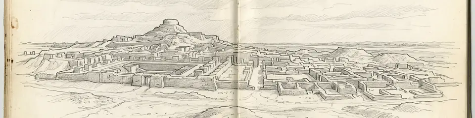 Graphite pencil sketch banner of Mohenjo-daro