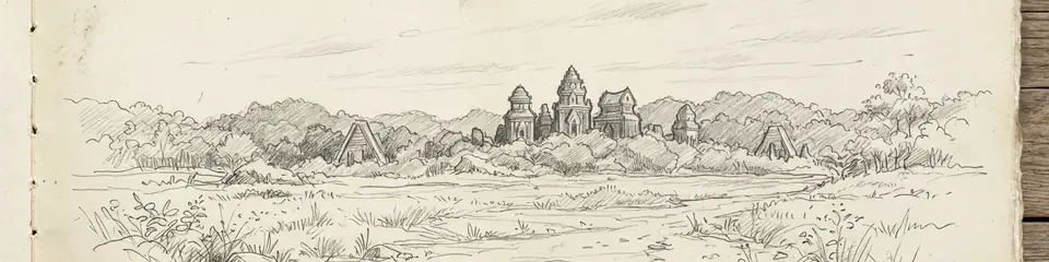 Graphite pencil sketch banner of My Son Sanctuary