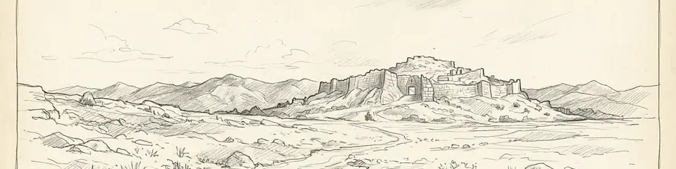 Graphite pencil sketch banner of Mycenae