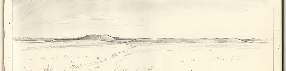 Graphite pencil sketch banner of Newark Earthworks
