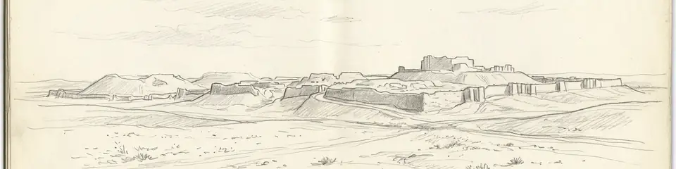 Graphite pencil sketch banner of Nineveh