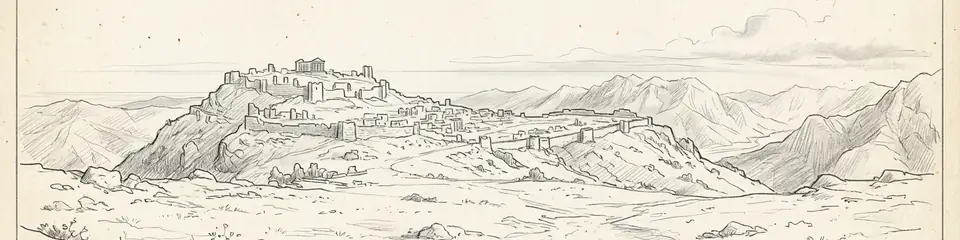 Graphite pencil sketch banner of Oenoanda