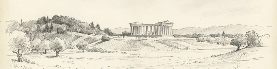 Graphite pencil sketch banner of Olympia