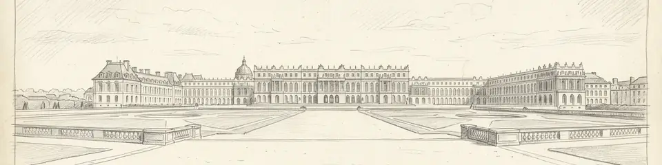 Graphite pencil sketch banner of Palace of Versailles
