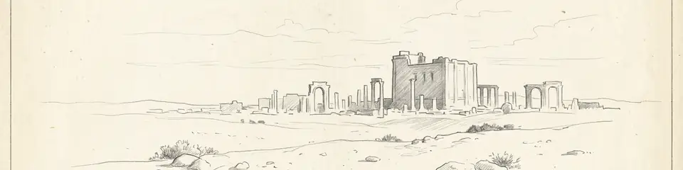 Graphite pencil sketch banner of Palmyra