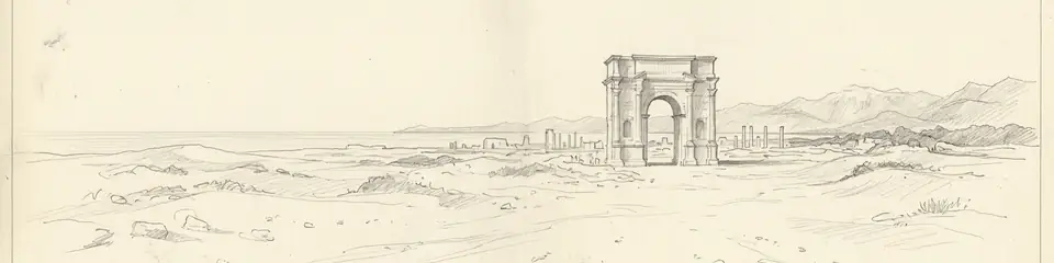 Graphite pencil sketch banner of Patara