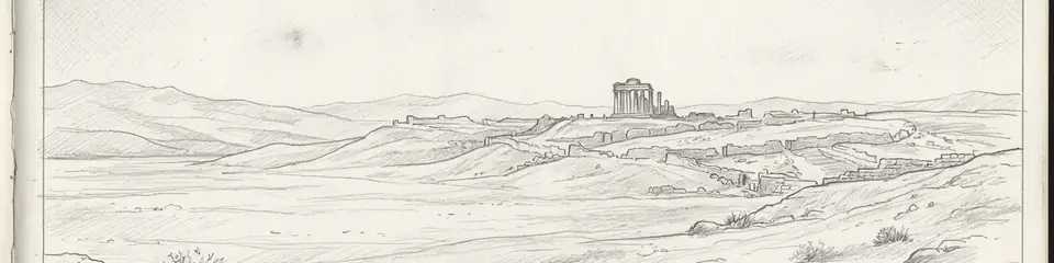 Graphite pencil sketch banner of Pessinus