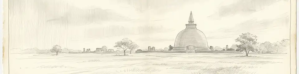 Graphite pencil sketch banner of Polonnaruwa