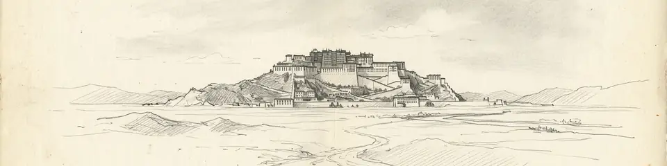 Graphite pencil sketch banner of Potala Palace