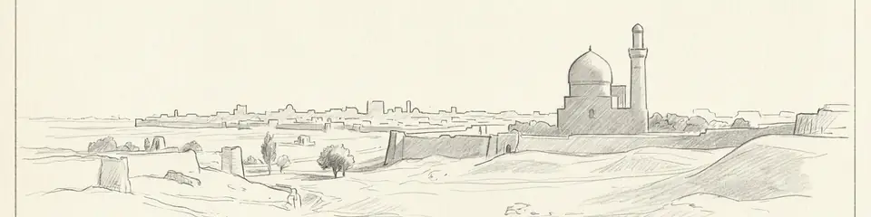 Graphite pencil sketch banner of Samarkand
