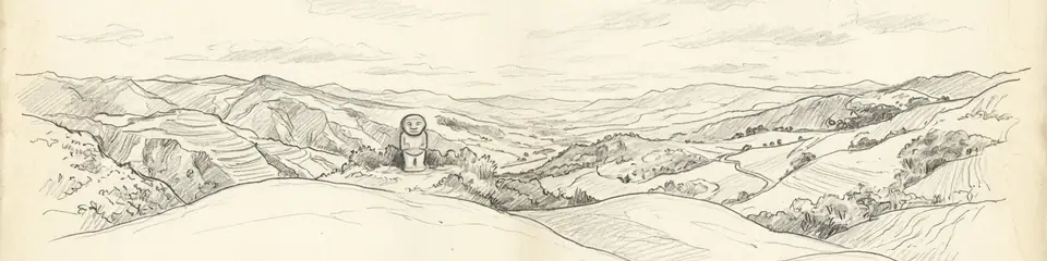 Graphite pencil sketch banner of San Agustín