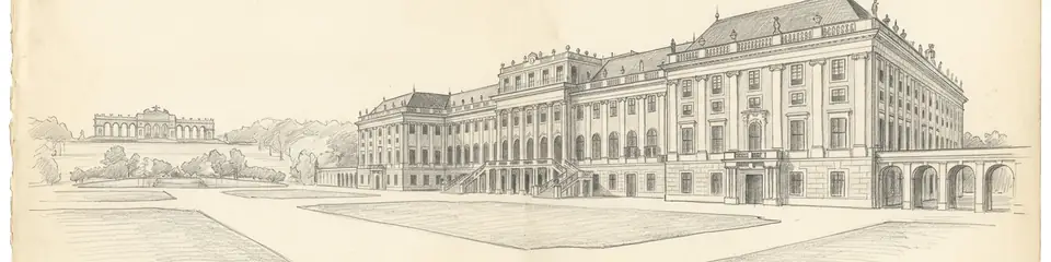Graphite pencil sketch banner of Schönbrunn Palace