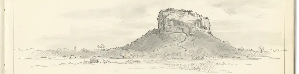 Graphite pencil sketch banner of Sigiriya