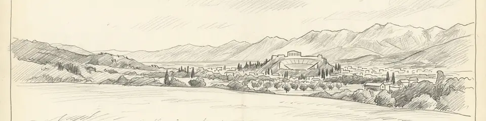 Graphite pencil sketch banner of Sparta
