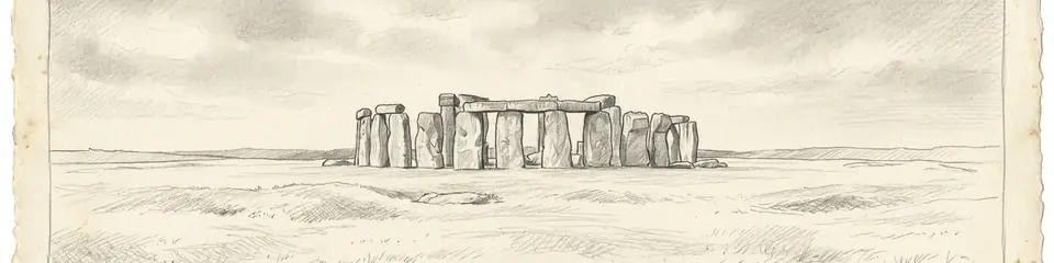 Graphite pencil sketch banner of Stonehenge