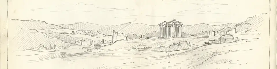 Graphite pencil sketch banner of Stratonikeia
