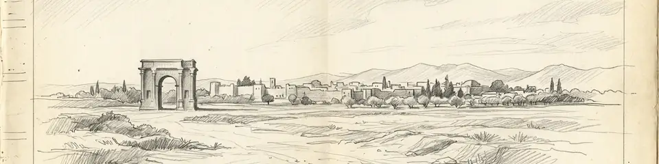 Graphite pencil sketch banner of Tarsus