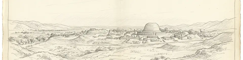Graphite pencil sketch banner of Taxila