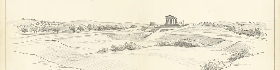 Graphite pencil sketch banner of Teos