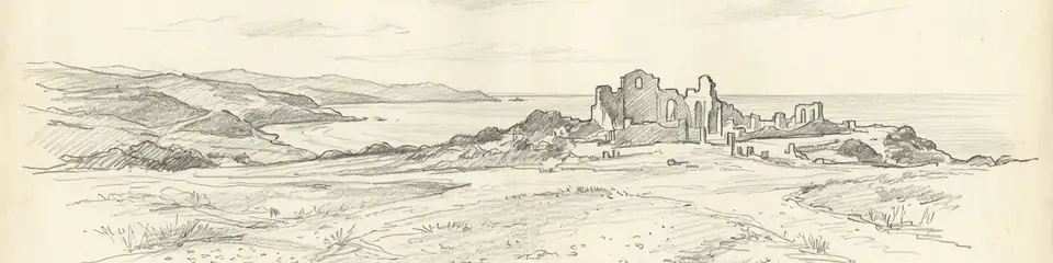 Graphite pencil sketch banner of Tipasa