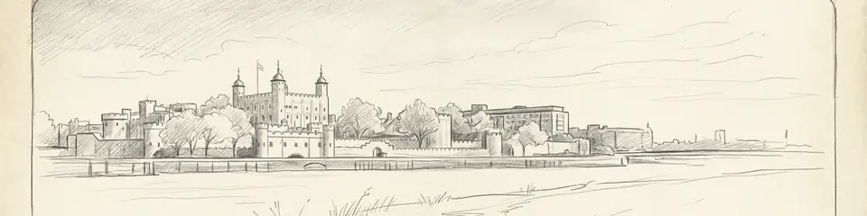 Graphite pencil sketch banner of Tower of London