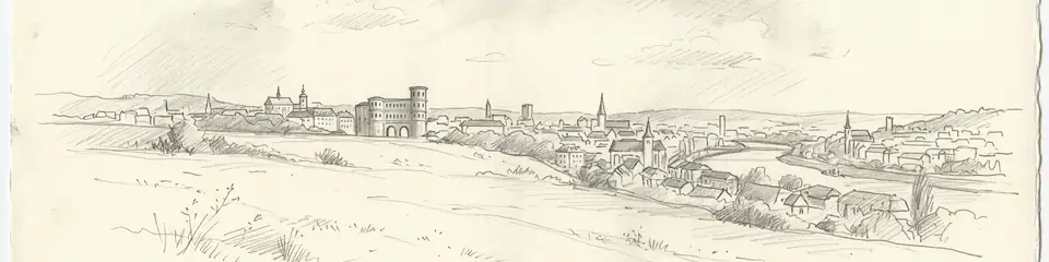 Graphite pencil sketch banner of Trier