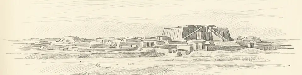 Graphite pencil sketch banner of Ur