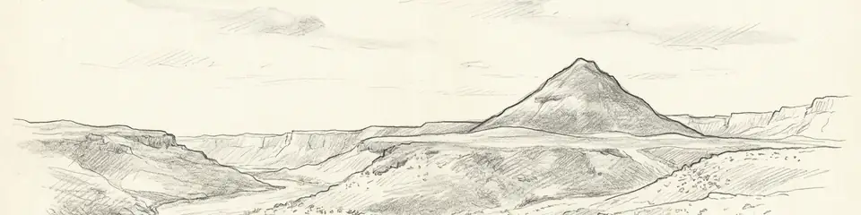 Graphite pencil sketch banner of Valley of the Kings