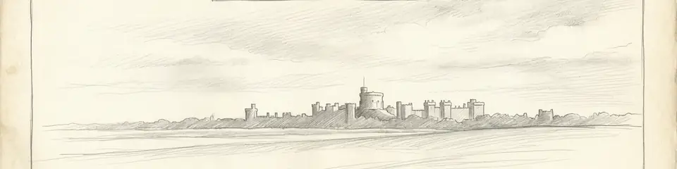 Graphite pencil sketch banner of Windsor Castle