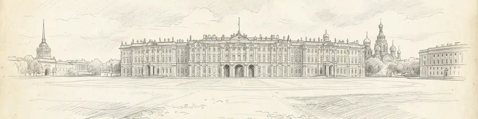 Graphite pencil sketch banner of Winter Palace