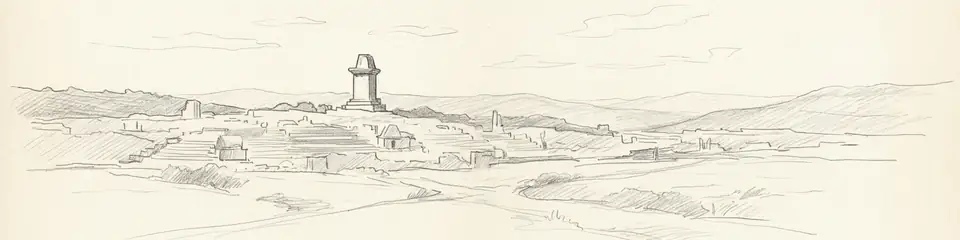 Graphite pencil sketch banner of Xanthos