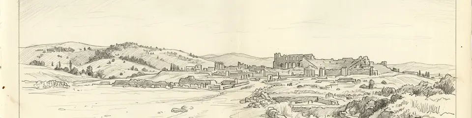 Graphite pencil sketch banner of Yalvac (Antioch in Pisidia)