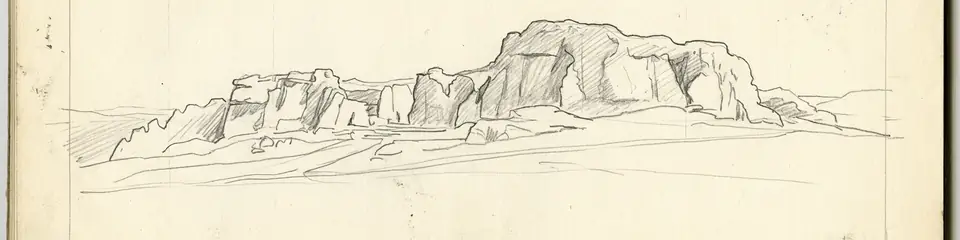 Graphite pencil sketch banner of Yazilikaya