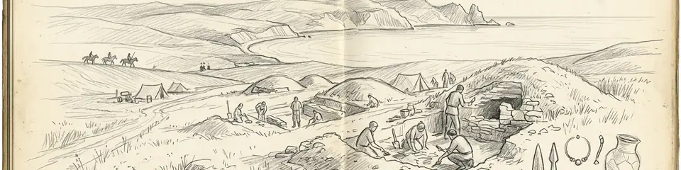 Graphite pencil sketch banner for “Warrior Women of the Black Sea: The Amazon Legend and the Archaeological Record”