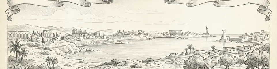 Graphite pencil sketch banner for “Roman North Africa: Five Cities on the Mediterranean Edge”
