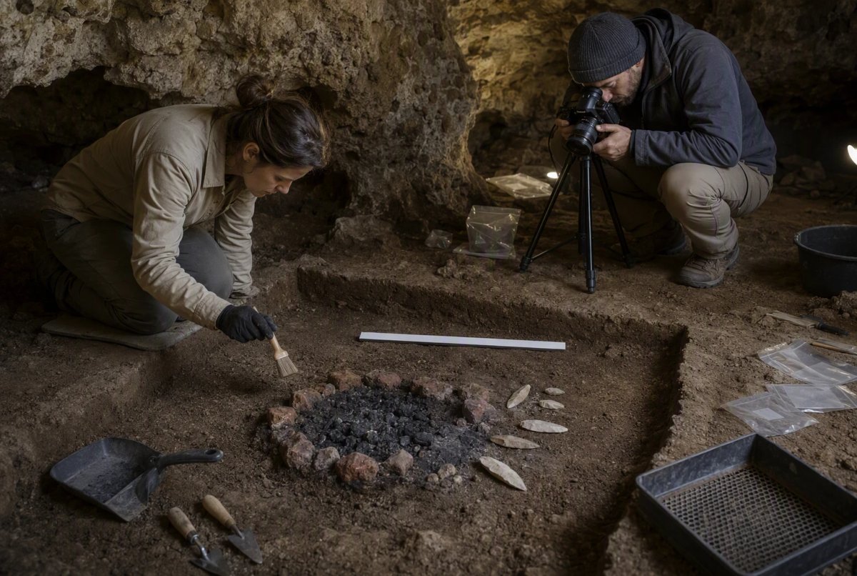 Archaeologists record Epipalaeolithic hearth and tools in Koskarlı Cave trench