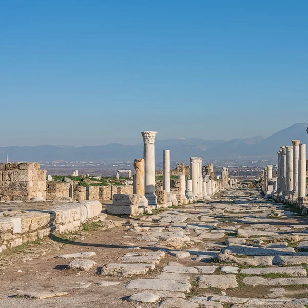Ancient street and columns at Laodikeia archaeological site